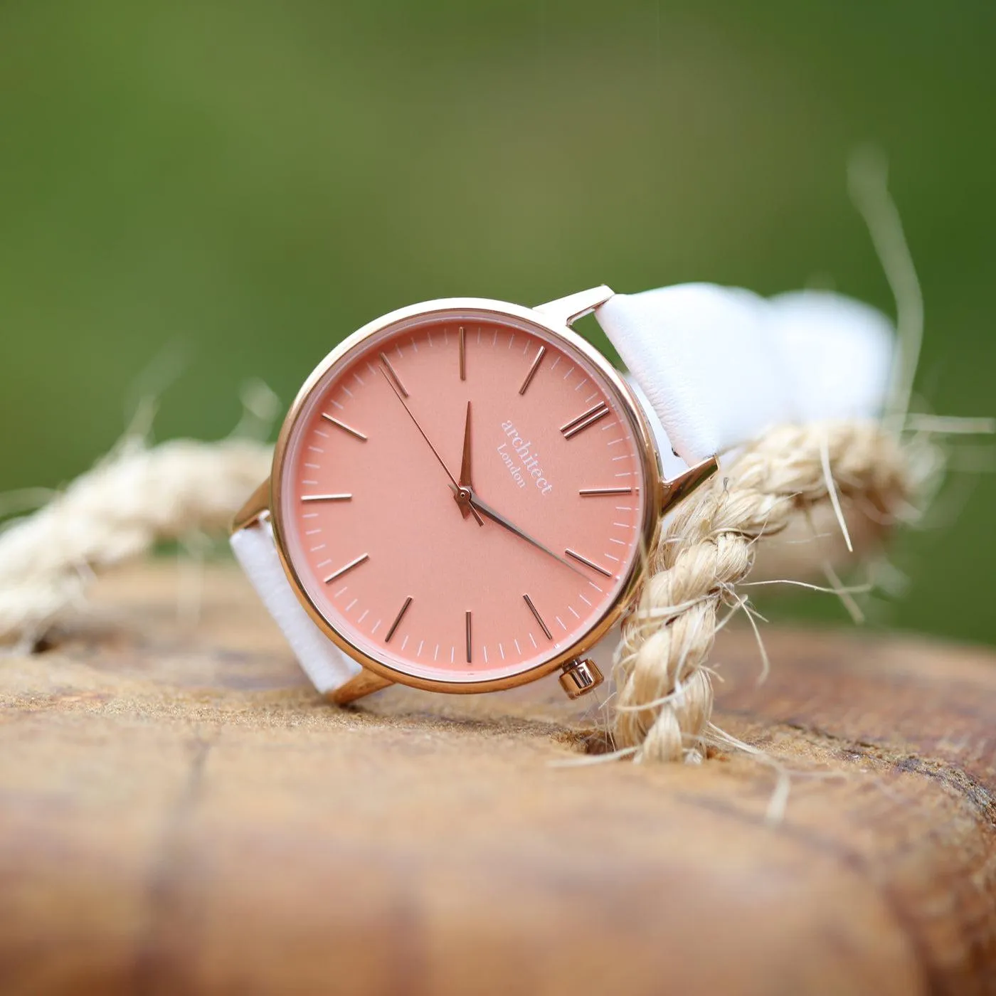Architēct Coral - Personalised Ladies Watch - White Strap