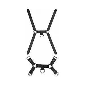 Ouch! Skulls & Bones Male Harness with Spikes Black