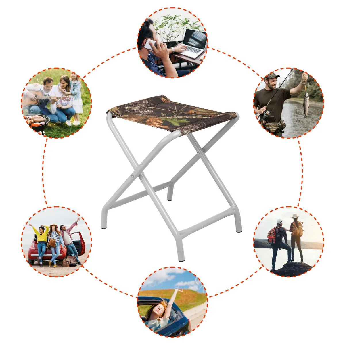 Set of 2 Camo Portable Folding Chairs for Fishing and Outdoor